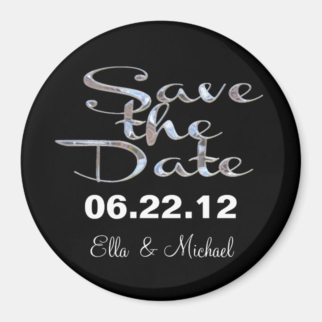 Elegant Save the Date Black II Magnet (Vorne)