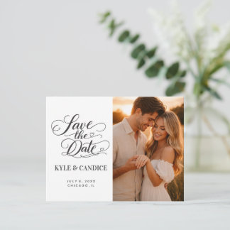 Elegant Save the Date Engagement Calligraphy Ankündigungspostkarte