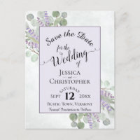 Elegant Save the Date Eucalyptus & Lavender Lila