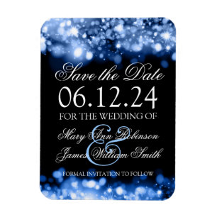 Elegant Save the Date funkelnd Lights Saphire Magnet