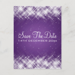Elegant Save the Date Glamour Sparks Lila Ankündigungspostkarte