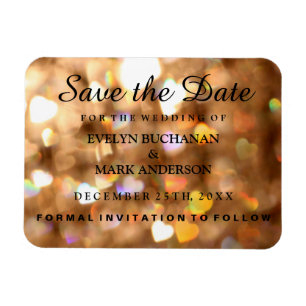 Elegant Save the Date Gold Glitzer Lights Magnet