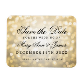 Elegant Save the Date Gold Glitzer Lights Magnet