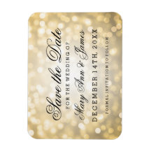 Elegant Save the Date Gold Glitzer Lights