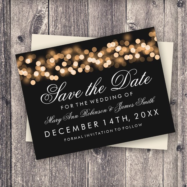 Elegant Save the Date Gold Hollywood Glam Ankündigungspostkarte (Von Creator hochgeladen)