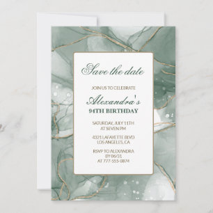 Elegant Save the Date Green 94. Geburtstag Einladung