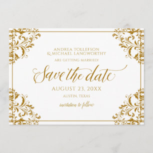 Elegant Save the Date Hochzeit Vintag Gold Einladung
