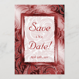 Elegant Save the Date Kartenleaf Blütensilber Rot