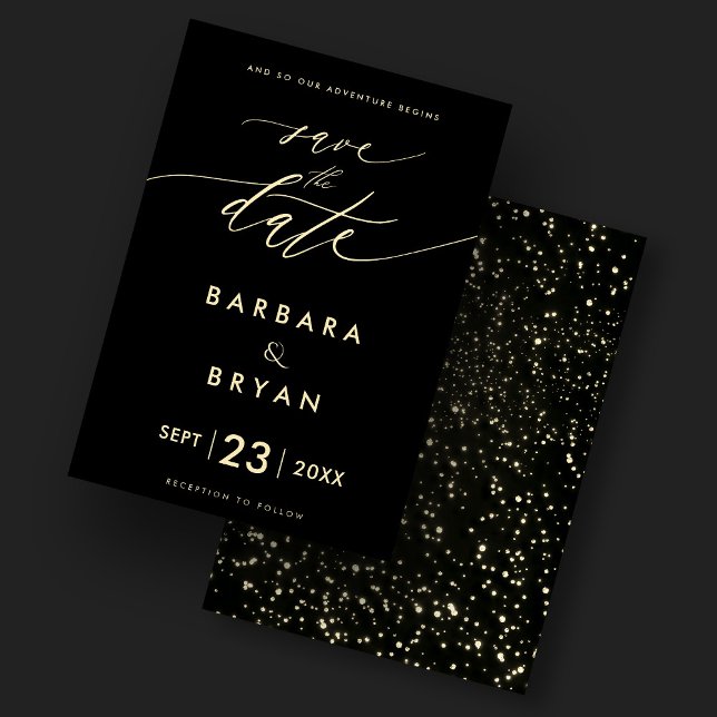 Elegant Save the Date Luxury Black Gold Einladung (Elegant Save The Date Luxury Black Gold Invitation
)