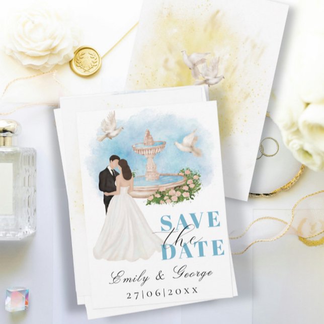 Elegant Save the Date mit Bride & Groom Einladung (Von Creator hochgeladen)