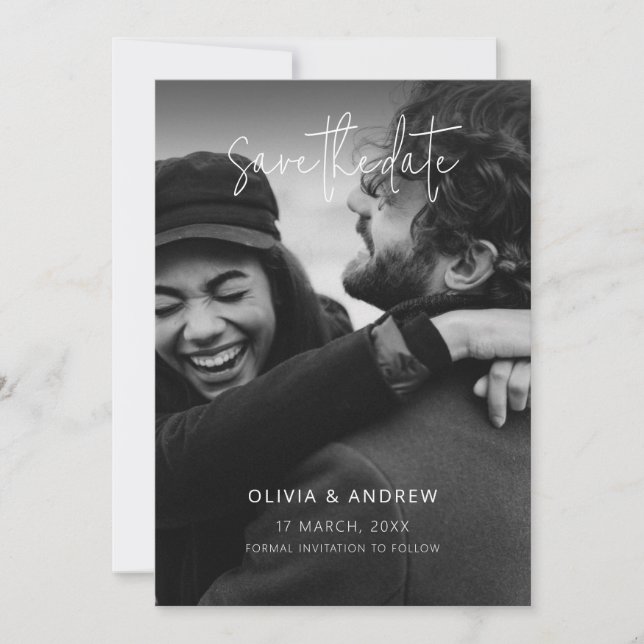 Elegant Save the Date mit Foto Minimalistisch, Boh (Vorderseite)