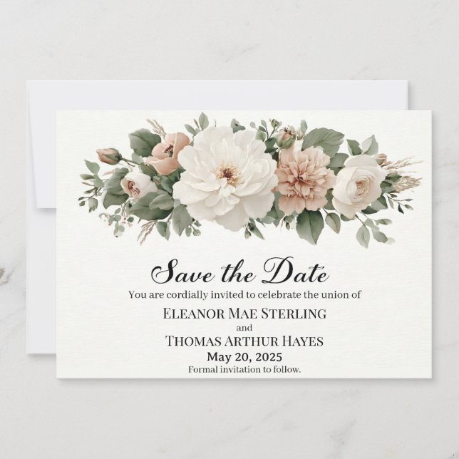 Elegant "Save the Date" mit romantischen Wasserfar Einladung (Vorderseite)