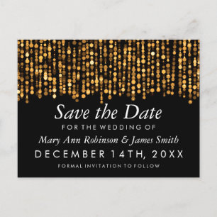 Elegant Save the Date Moderne Goldlichter Ankündigungspostkarte