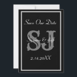 Elegant Save the Date Monogram Wedding Einladung<br><div class="desc">Eine elegante Monogramm-Namensinitiale Rette unsere Einladung zur Ankündigung. Schwarz und Weiß. Personalisieren Sie die Namen/Initialen der Braut und des Bräutigams und das Hochzeitstermin. Sie können den Schriftart/die Farben mit der Schaltfläche EDIT anpassen, um genau Ihren Farben anzupassen. Kommt mit weißen Umschlägen. Für passende Accessoires lesen Sie unsere ganze Kollektion in...</div>