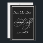Elegant Save the Date Monogram Wedding Einladung<br><div class="desc">Eine elegante Monogramm-Namensinitiale Rette unsere Einladung zur Ankündigung. Schwarz und Weiß. Personalisieren Sie die Namen/Initialen der Braut und des Bräutigams und das Hochzeitstermin. Sie können den Schriftart/die Farben mit der Schaltfläche EDIT anpassen, um genau Ihren Farben anzupassen. Kommt mit weißen Umschlägen. Für passende Accessoires lesen Sie unsere ganze Kollektion in...</div>