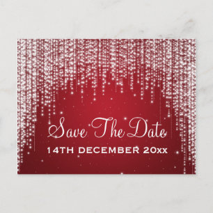 Elegant Save the Date Nachtleben Rot Ankündigungspostkarte