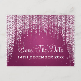 Elegant Save the Date Nachts Dazzle Berry Pink Ankündigungspostkarte