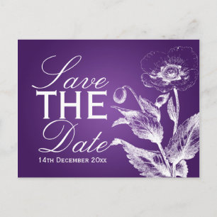 Elegant Save the Date Poppy Lila Ankündigungspostkarte