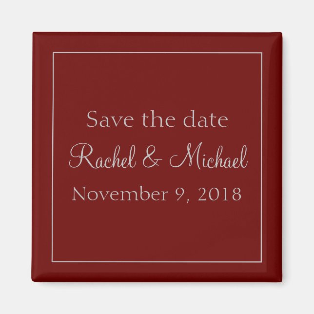 Elegant Save the Date rot und grau Magnet (Vorne)