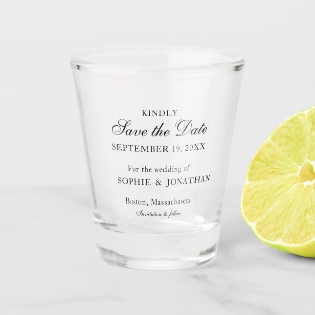 Elegant Save the Date Schnapsglas (Vorderseite)