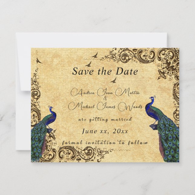 Elegant Save the Date Schöne Friedenstruppen (Vorderseite)