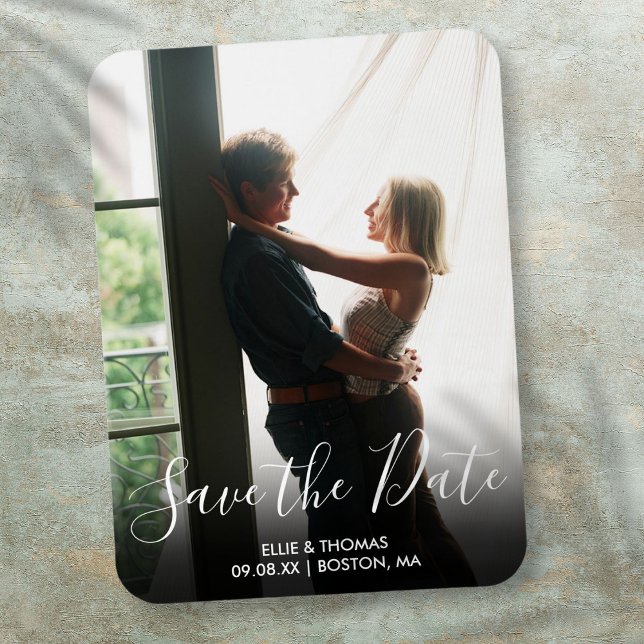 Elegant Save the Date Script Foto Wedding Magnet (Elegant Save the Date Script Photo Wedding Magnet)