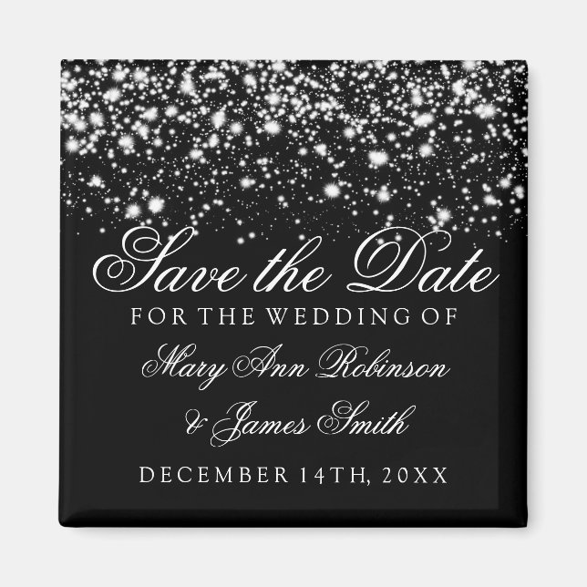 Elegant Save the Date Silver Midnight Glam Magnet (Vorne)