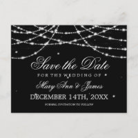 Elegant Save the Date Sparkling String Black