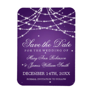 Elegant Save the Date Sparkling String Lila Magnet