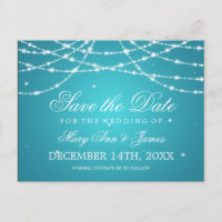 Elegant Save the Date Sparkling String Türkise