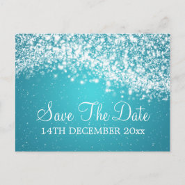 Elegant Save the Date Sparkling Wave Blue Ankündigungspostkarte
