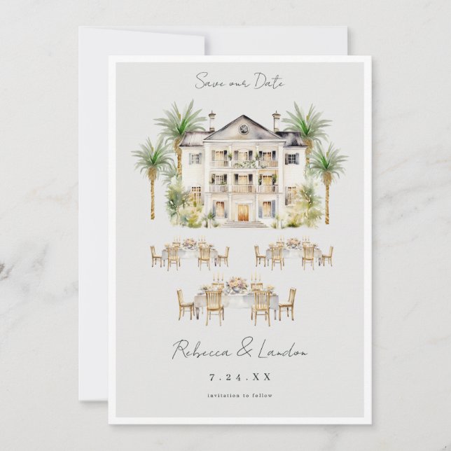 Elegant Save the Date Wedding Announcement Einladung (Vorderseite)