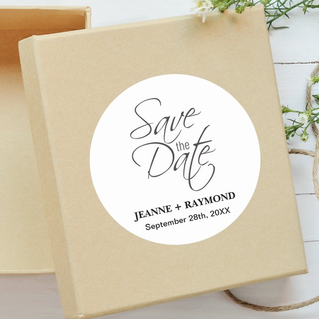 Elegant Save the Date Wedding Envelope Runder Aufkleber (Von Creator hochgeladen)