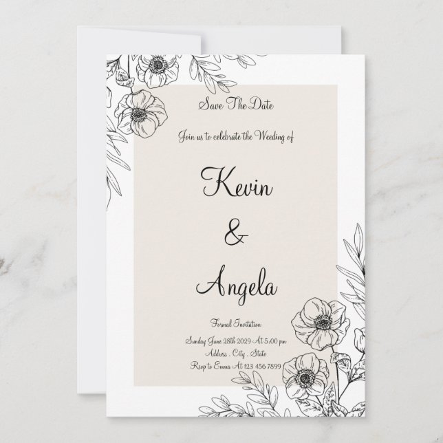 Elegant Save the Date Weeding Einladung (Vorderseite)