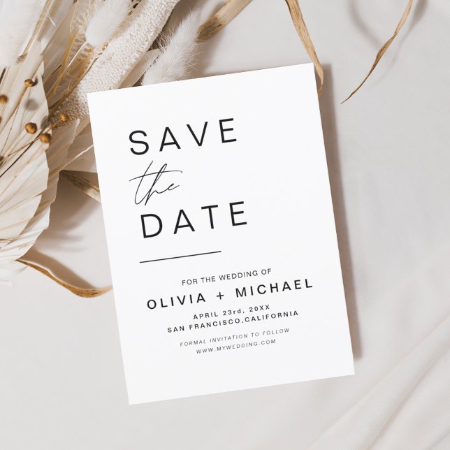 Elegant Save the Date White Black Minimalistisch (Von Creator hochgeladen)