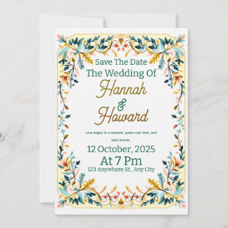 Elegant Scandinavian Rosemaling Wedding Invitation Einladung