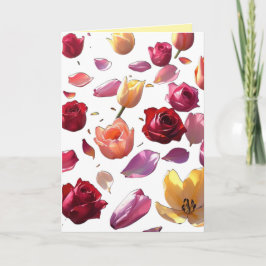 Elegant Scattered Floral Petal Modern Art Greeting Karte