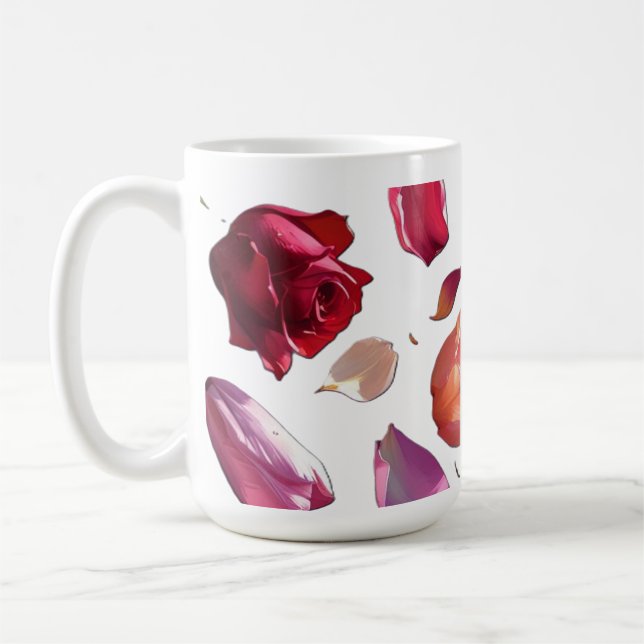 Elegant Scattered Floral Petal Mug | Modern Mug Kaffeetasse (Links)