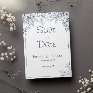 Elegant-schick-weiß-grau-blau Save the Date Einladung