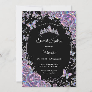 Elegant Schillernde Blumige Sweet 16 Einladung