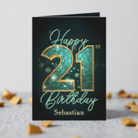 Elegant schimmernd Aquamarin und Gold 21. Geburtst