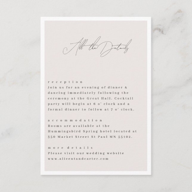 Elegant schlicht mit Line Art Blume & Border Begleitkarte (Vorderseite)