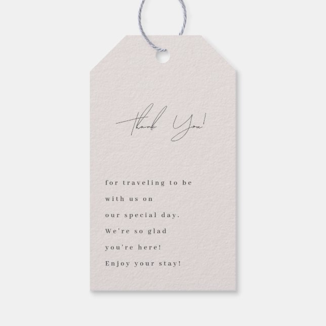 Elegant schlicht mit Line Art Blume & Border Geschenkanhänger (Rückseite)