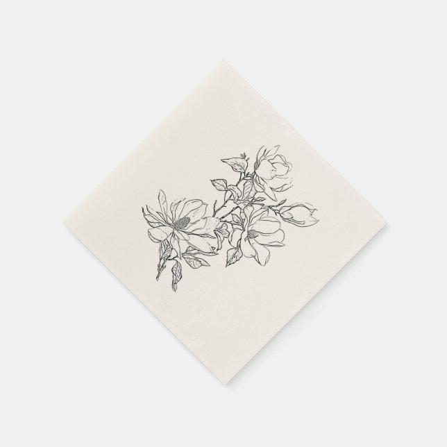 Elegant schlicht mit Line Art Blume & Border Invi Serviette (Ecke)