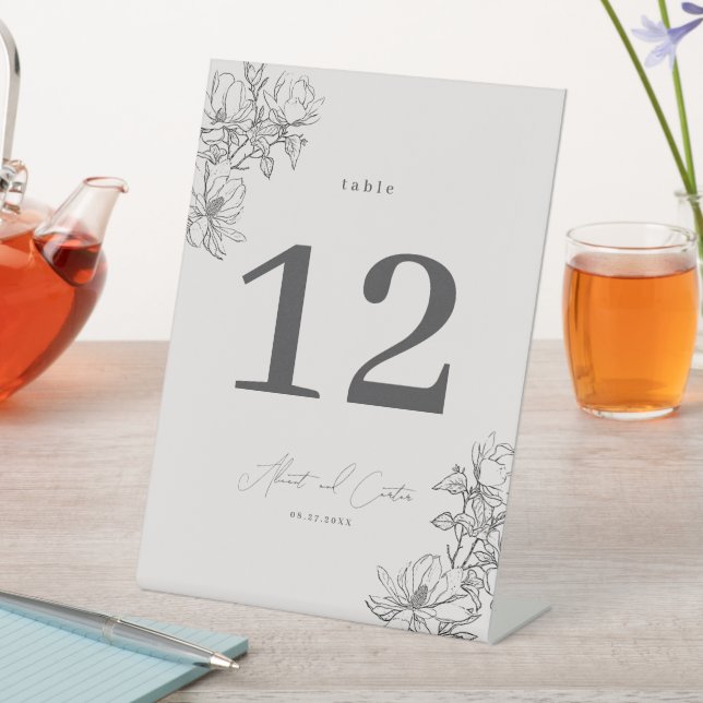 Elegant schlicht mit Line Art Blume & Border Sockelschild (In Situ)