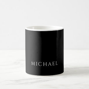 Elegant schlicht Schwarz Weiß Personalisiert Maßge Kaffeetasse