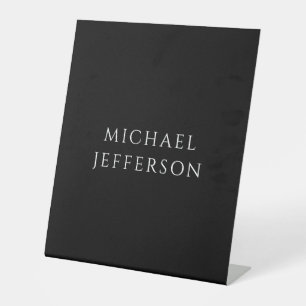 Elegant schlichtes Schwarz Weiß Personalisiert Maß Sockelschild