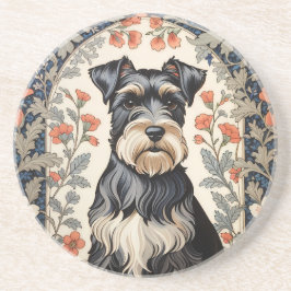 Elegant Schnauzer William Morris Inspired Floral Getränkeuntersetzer