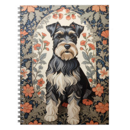 Elegant Schnauzer William Morris Inspired Floral Notizblock