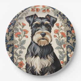 Elegant Schnauzer William Morris Inspired Floral Pappteller